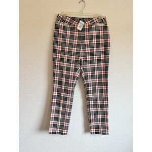 J.McLaughlin Women's Red Black Plaid Yara Pant Skinny Ankle Crop Size 4